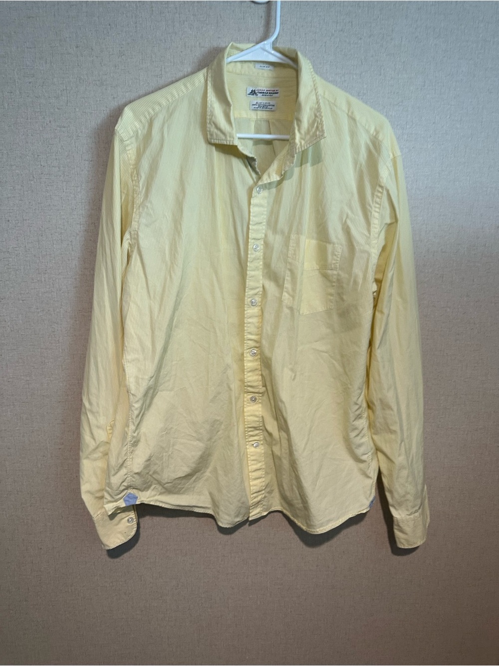 J. Crew Men’s XL Slim Fit Thomas Mason Pale Yellow Long-Sleeve Button-Down Shirt
